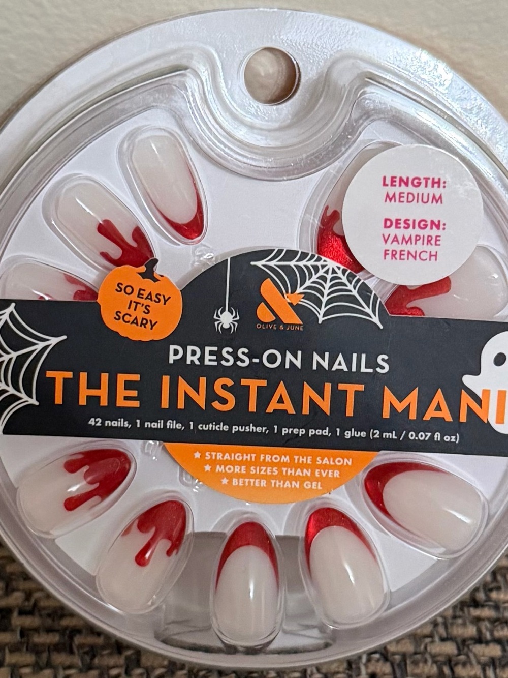 Olive & June “The Instant Mani” Vampire French Red & White Press-On Nails